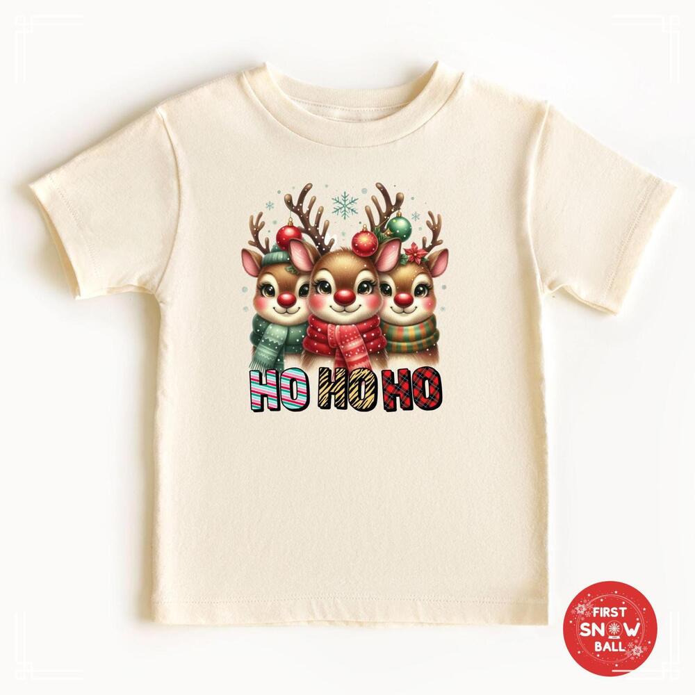 Reindeer Friends Ho Ho Ho Xmas T-Shirt – Cute Holiday Cotton Tee, Unisex